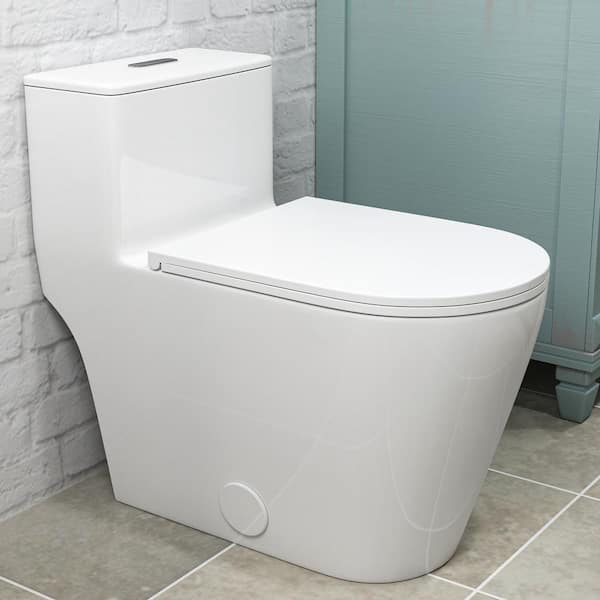 12 in. Rough In Size One Piece 1.1/1.6 GPF Dual Flush Elongated Standard Toilet in White, Soft Closed Seat Included