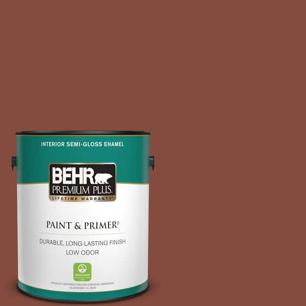 BEHR PREMIUM PLUS 1 gal. #S160-7 Red Chipotle Semi-Gloss Enamel Low Odor Interior Paint & Primer