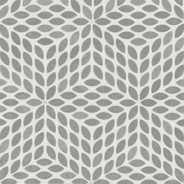 Bedrosians Celeste Leaf 14 in. x 16 in. Honed Cinder Grey/Calacatta Losanna Marble Mosaic Tile (7.85 sq. ft./Carton)