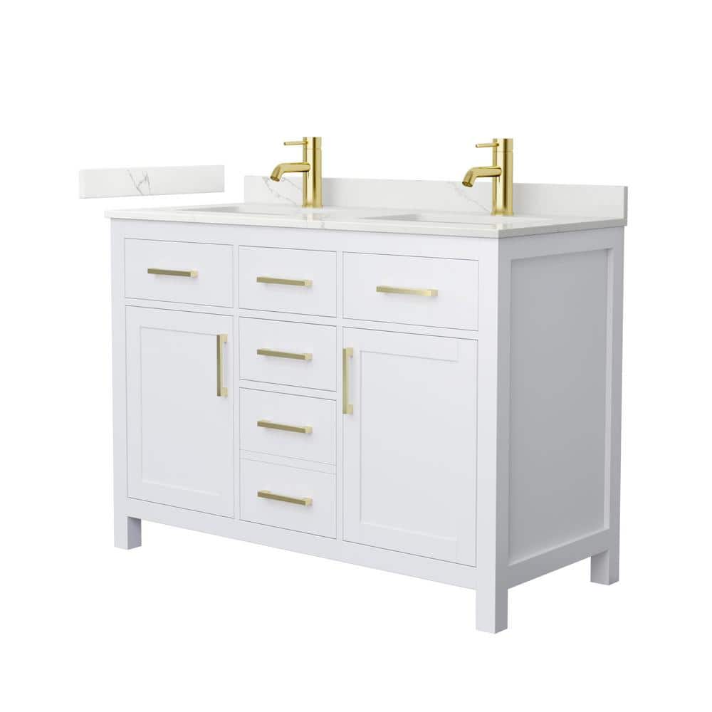 Beckett 48 in. Double Freestanding White Bath Vanity with Giotto Quartz Top (Assembled) price history on PriceWatchPro