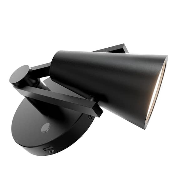 WAC Lighting Garlyn 1-Light Black Hardwired Swing Arm Wall Lamp
