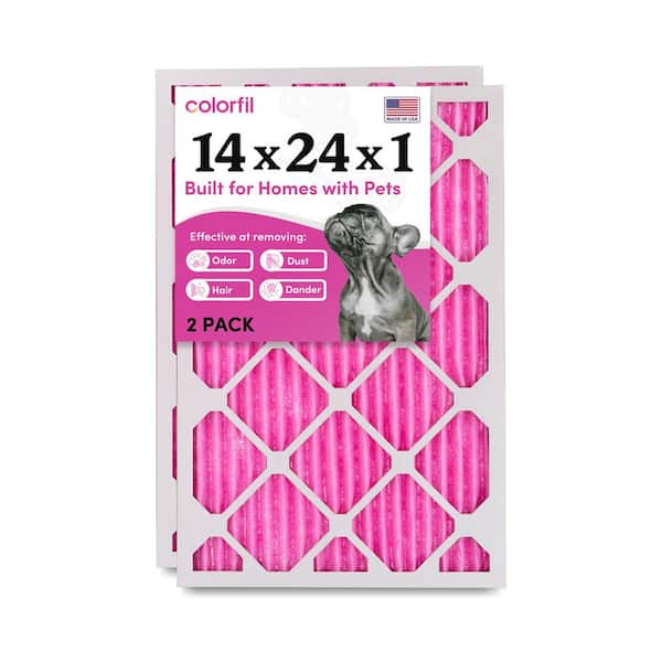 COLORFIL 14 in. x 24 in. x 1 in. Odor Removal and Color Changing Pleated Furnace Air Filter, MERV 8 (2-Pack)