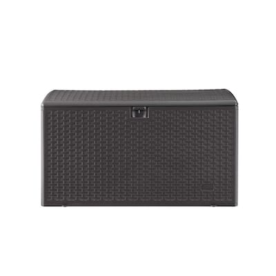 Hampton Bay 120 Gal. Grey Resin Wicker Outdoor Storage Deck Box with  Lockable Lid HBDB120G-GS - The Home Depot