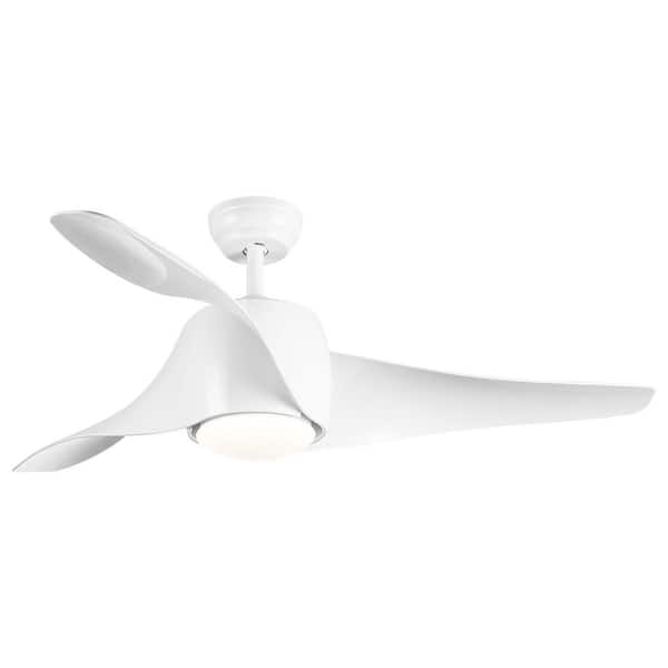 Unbranded 52 in. 3 Blades LED Indoor or Outdoor White Ceiling Fan with Remote and Adjustable Lighting, 6 of Speeds, DC