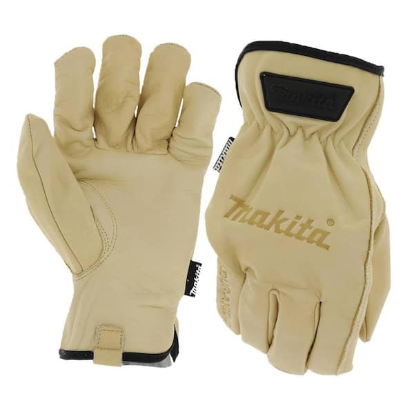 Makita 100% Genuine Leather Cow Driver Outdoor and Work Gloves (Large)