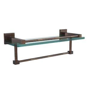 Montero 16 in. L x 5-1/4 in. H x 5-3/4 in. W Gallery Clear Glass Bathroom Shelf with Towel Bar in Venetian Bronze