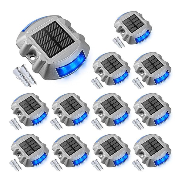 Deck Dock Lights Blue 12-Pack Led Wireless IP67 Waterproof Outdoor Step Lights for Driveway Sidewalk Garden Pathway Yard