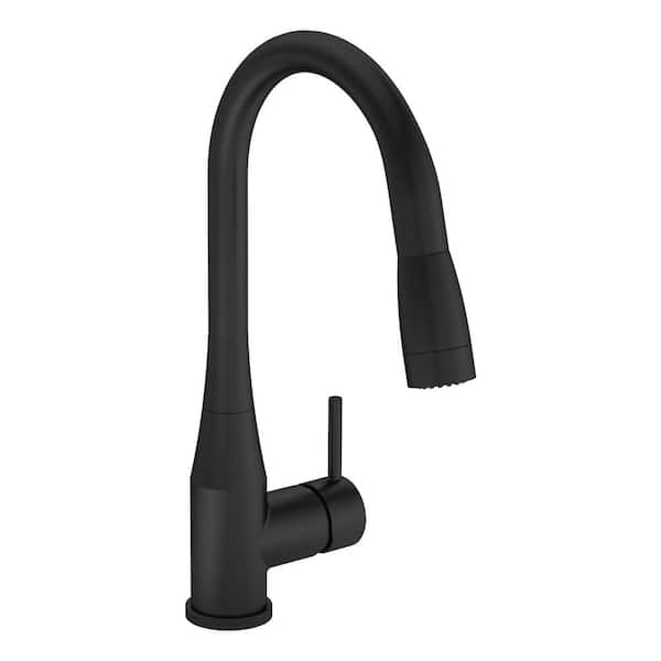 Symmons Sereno Single Handle Pull-Down Sprayer Kitchen Faucet in Matte Black