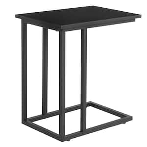 Industrial 20 in. Black Rectangle C-Shaped Particleboard End Table Bed Side Table