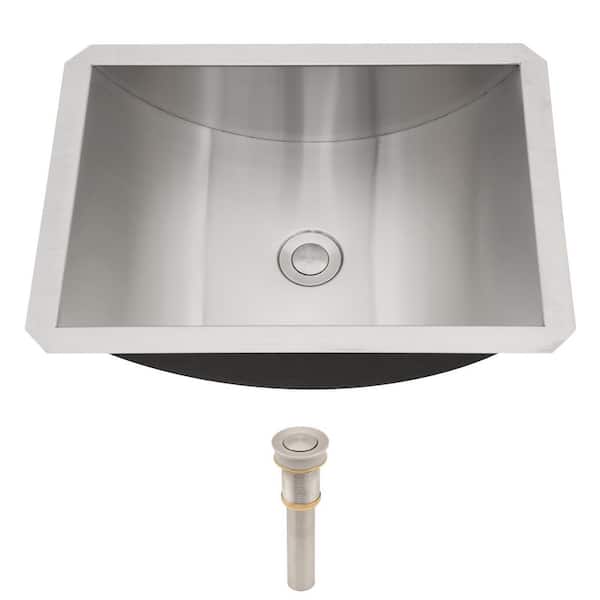 Sarlai 18 in. Vessel Rectangular Bathroom Sink Vanity Wash Sink undermount in Stainless Steel Sink