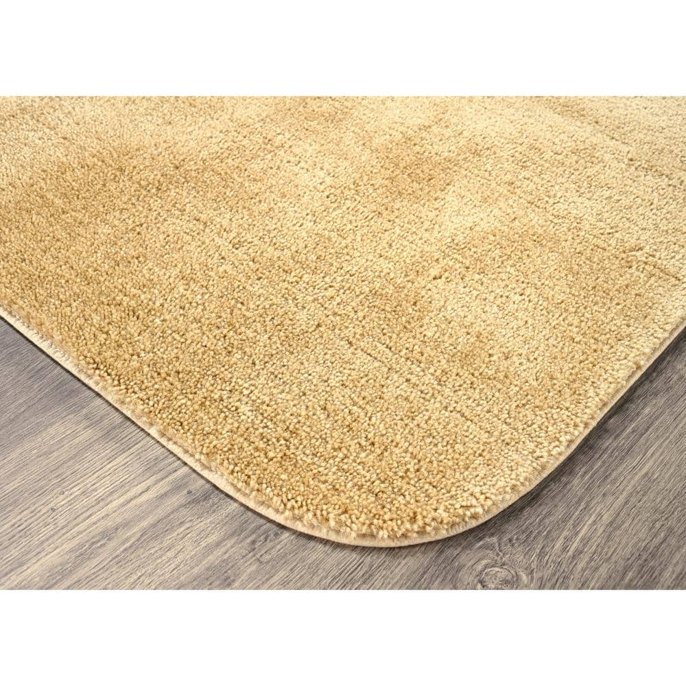 Beige Nylon Traditional 3-Piece Washable Bath Rug Set