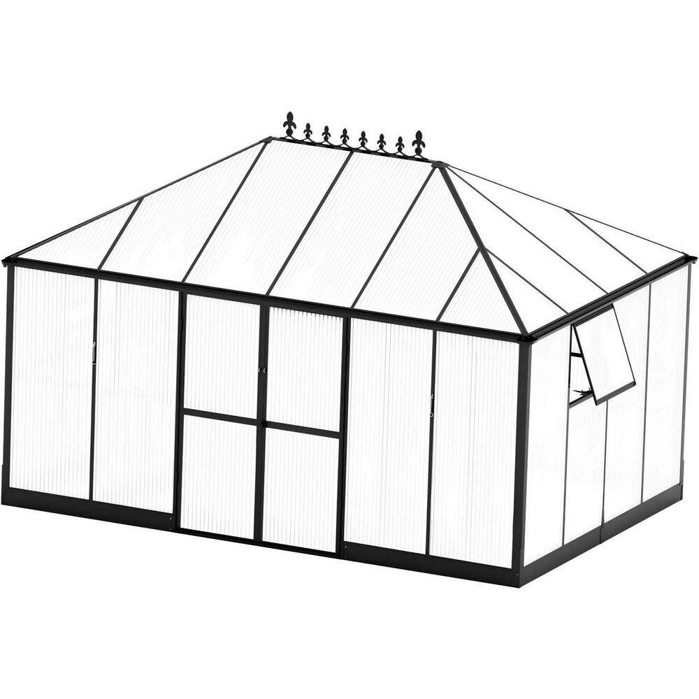 16 ft. W x 12 ft. D x 9.5 ft. H Pavilion Style Polycarbonate Greenhouse with 4-Vent Windows Double Swing Doors price history on PriceWatchPro