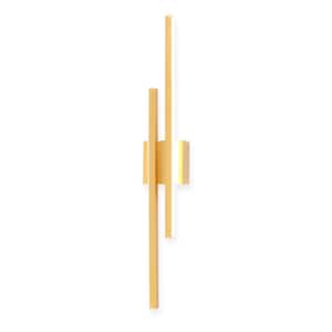24 in. 2-Light Gold Linear LED Vanity Light for Bathroom, Wall Sconces for Living Room Stairs