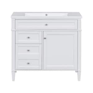 36 in. W x 18 in. D x 33 in. H Single Sink Freestanding Bath Vanity in White with White Cultured Marble Top
