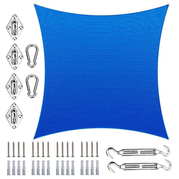 10 ft. x 13 ft. Rectangle Sun Shade Sail with Hardware Kit-Blue