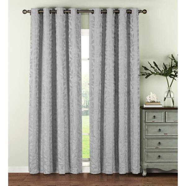 Window Elements Silver Leaf Grommet Room Darkening Curtain - 54 in. W x 96 in. L (Set of 2)