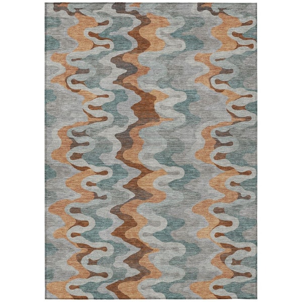 Chantille Machine Washable Indoor/Outdoor Abstract ACN2481 Silver 9 ft. x 12 ft. Area Rug