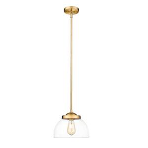 Brianne 1-Light Brushed Gold Pendant with Glass Shade