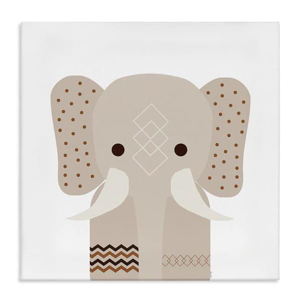 Stupell Industries Neutral Tone Elephant by Daniela Santiago Unframed Animal Graphic Art Print 30 in. x 30 in.