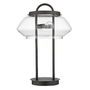 24 in. Black Metal 2-Light Table Lamp with Clear Novelty Shade