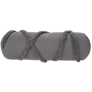 Lifestyles Gray 20 in. x 6 in. Bolster Throw Pillow