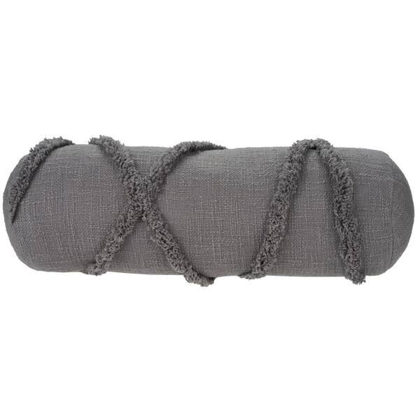 Mina Victory Lifestyles Gray 20 in. x 6 in. Bolster Throw Pillow