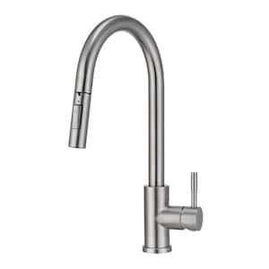 Stainless Steel Kitchen Sink Faucet with Pull Down Sprayer in Brushed Nickel (Deckplate Included)