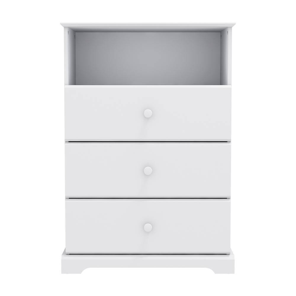 Hillsdale Furniture Baylor 3-Drawer White Chest of Drawers 40 in. H x 27.5 in. W x 15.5 in. D with Storage Shelf -  2729-783
