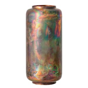 Round Slim Metal Vase 6 in. in Oxidized Copper