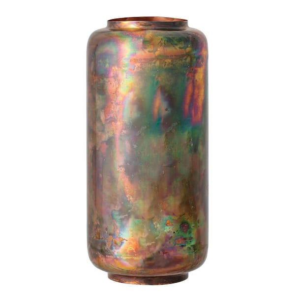 Storied Home Round Slim Metal Vase 6 in. in Oxidized Copper