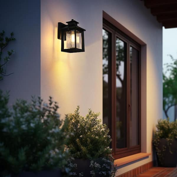 12 in. Black Outdoor Hardwired Wall Sconce with No Bulbs Included