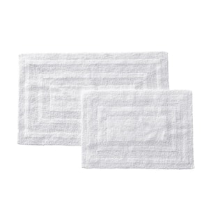 Logan Cotton White Solid 2-Piece Rug Set 17 in. x 24 in./21 in. x 34 in.