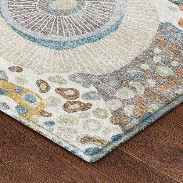 Mayfield Premium Machine Washable Abstract AMF2498 Ivory 10 ft. x 14 ft. Area Rug