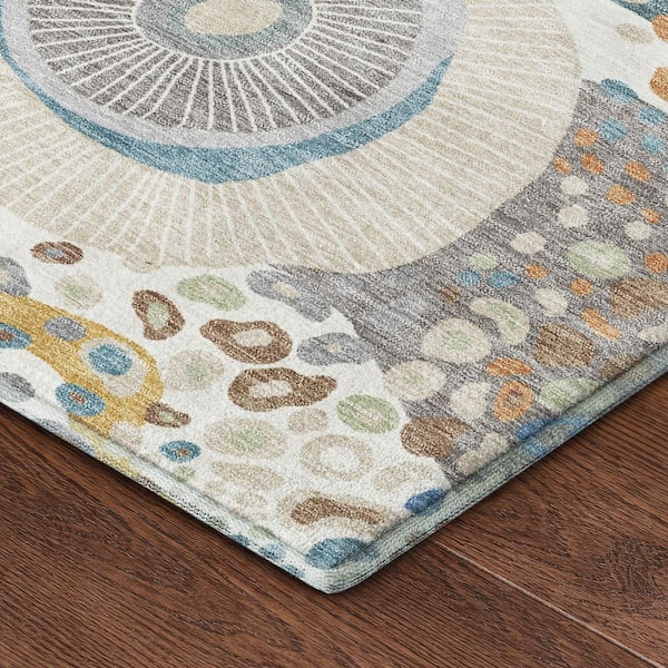Mayfield Premium Machine Washable Abstract AMF2498 Ivory 5 ft. x 7 ft. 6 in. Area Rug