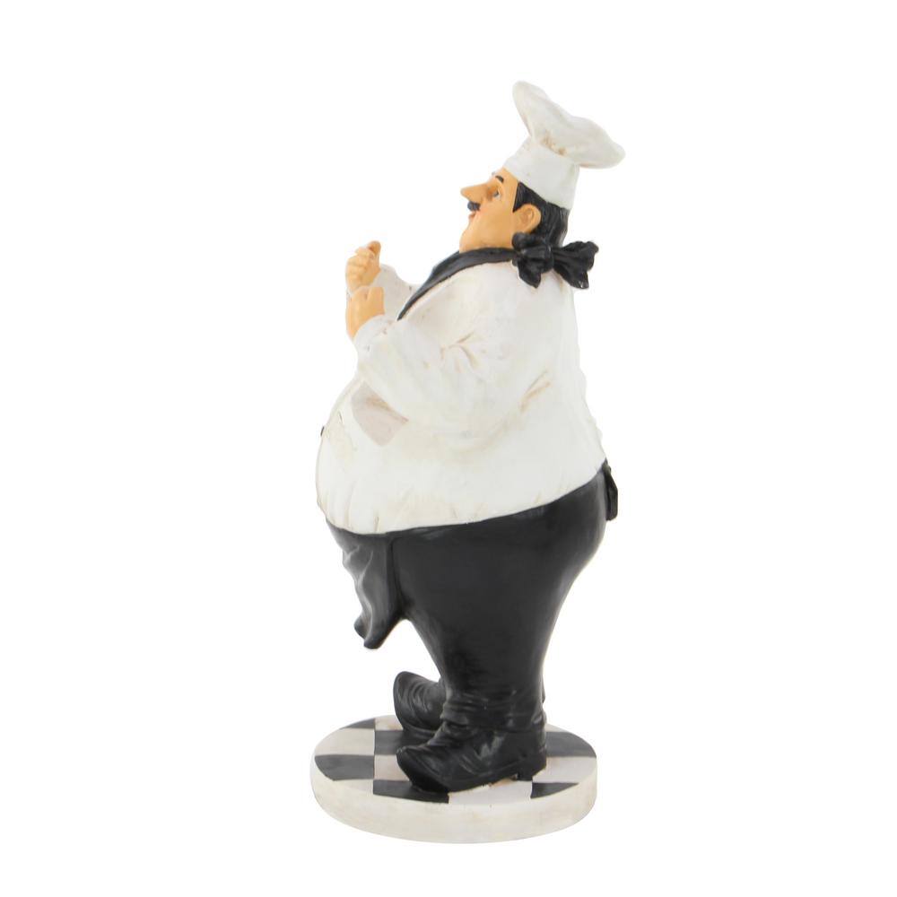 White Polystone Chef Sculpture with Wine Holder Slots