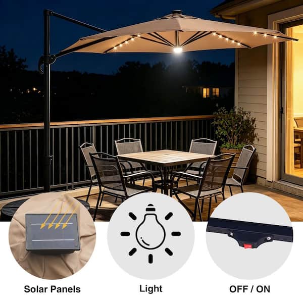 360 degree rotating patio umbrellas Best Choice Products 10ft Cantilever Offset Hanging Umbrella simply step on the foot pedal and turn the pole with your hands Patbrela 10ft Cantilever Patio Umbrella,