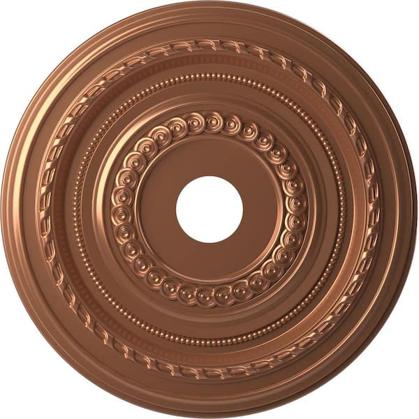 Ekena Millwork 22" O.D. x 3-1/2" I.D. x 1" P Cole Thermoformed PVC Ceiling Medallion (Fits Canopies up to 6") in Bright Coat Rose Gold