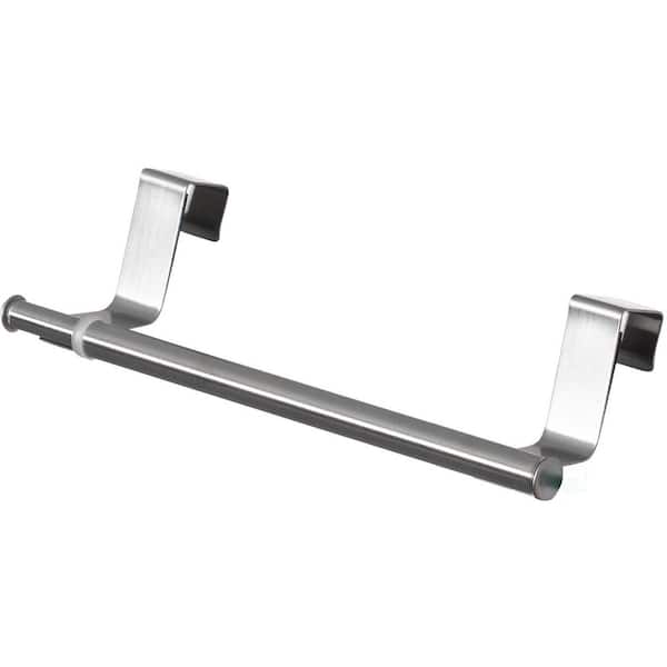 Basicwise Chrome Over the Door Extendable Towel Holder Rack for the Kitchen, Vanity, and Bathroom