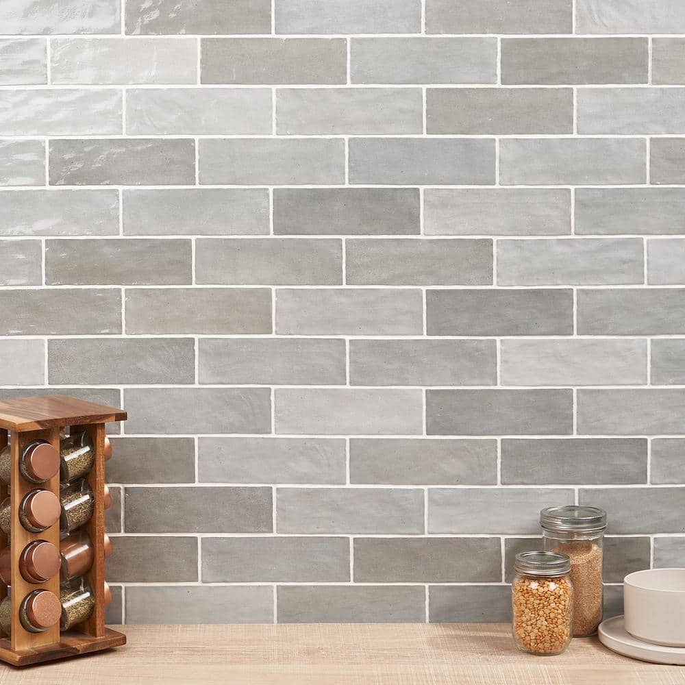 Kingston Gray 3x8 Glossy Ceramic Wall Tile for Kitchen and Bathroom