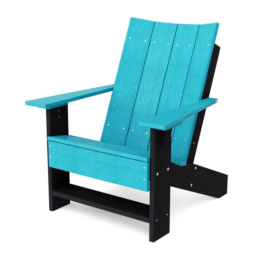 Contemporary Aruba Blue and Black Plastic Outdoor Adirondack Chair price history on PriceWatchPro