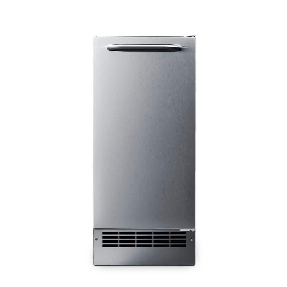 Summit Appliance 15 in. 25 lbs. Built-In Ice Outdoor No-Drain Maker in Stainless Steel, ADA Compliant