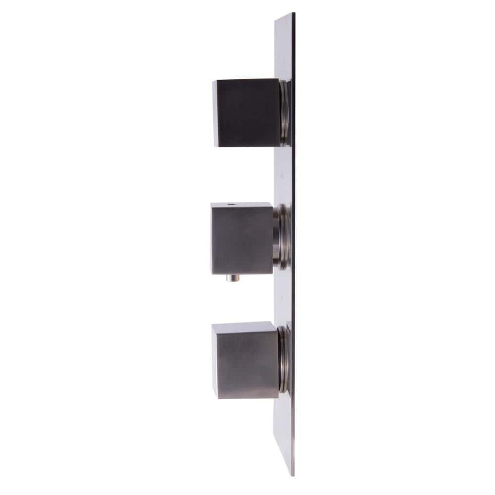 Brushed Nickel Square Thermostatic Shower Mixer with 2-Way Diverter
