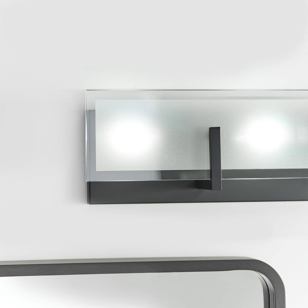 Midnight Black 26" Steel Vanity Light with Clear Glass Shade