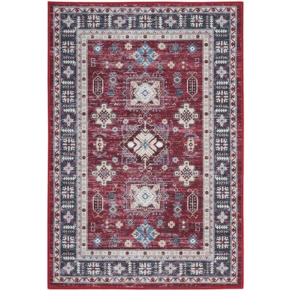 Nourison Fulton Red doormat 2 ft. x 3 ft. Medallion Traditional Area Rug