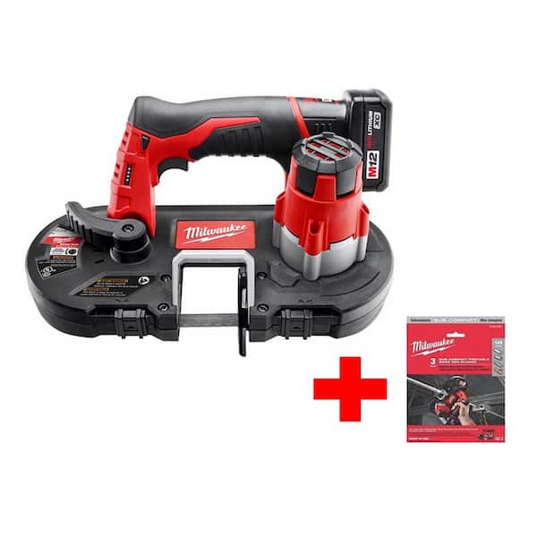 Milwaukee M12 12-Volt Lithium-Ion Cordless Sub-Compact Band Saw XC Kit with M12  Sub-Compact 18 TPI Band Saw Blade (3-Pack) 2429-21XC-48-39-0572 The Home  Depot