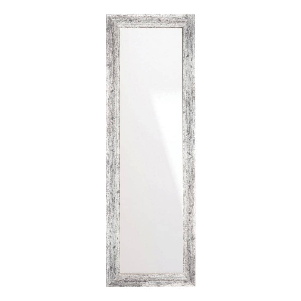 22.5 in. W x 72 in. H Weathered Timber Inspired Rustic White and Gray Sloped Framed Wall Mirror