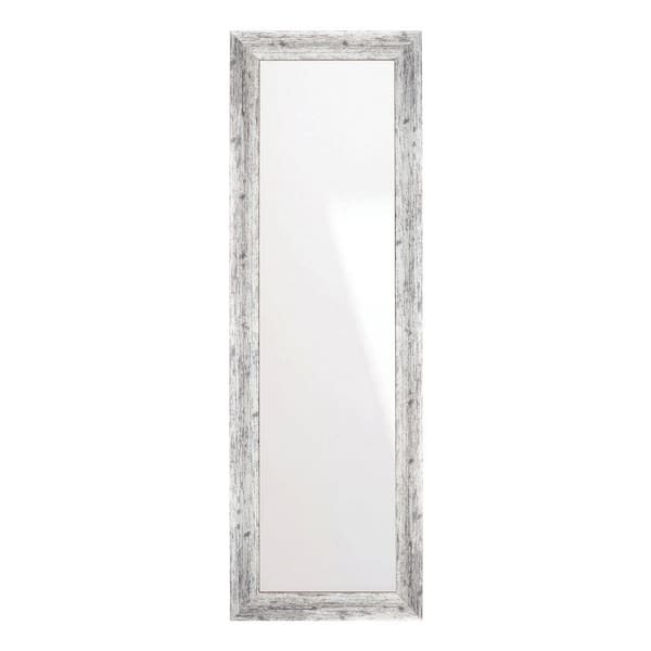 null 22.5 in. W x 72 in. H Weathered Timber Inspired Rustic White and Gray Sloped Framed Wall Mirror