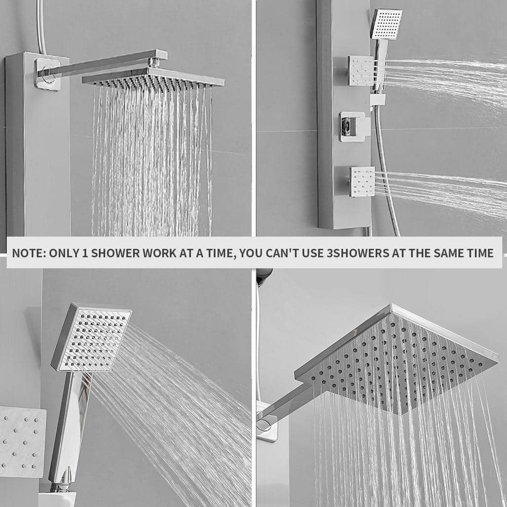 Nickel 2-Jet Shower Panel System with Adjustable Rain Shower Head