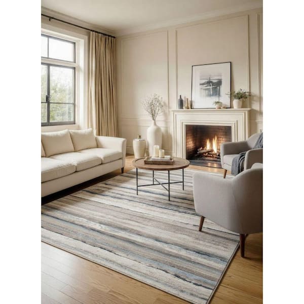 5 ft. x 8 ft. Havana Blue Traditional Distressed Area Rug - 5 ft. x 3 in. x 7 ft. x 7 in.