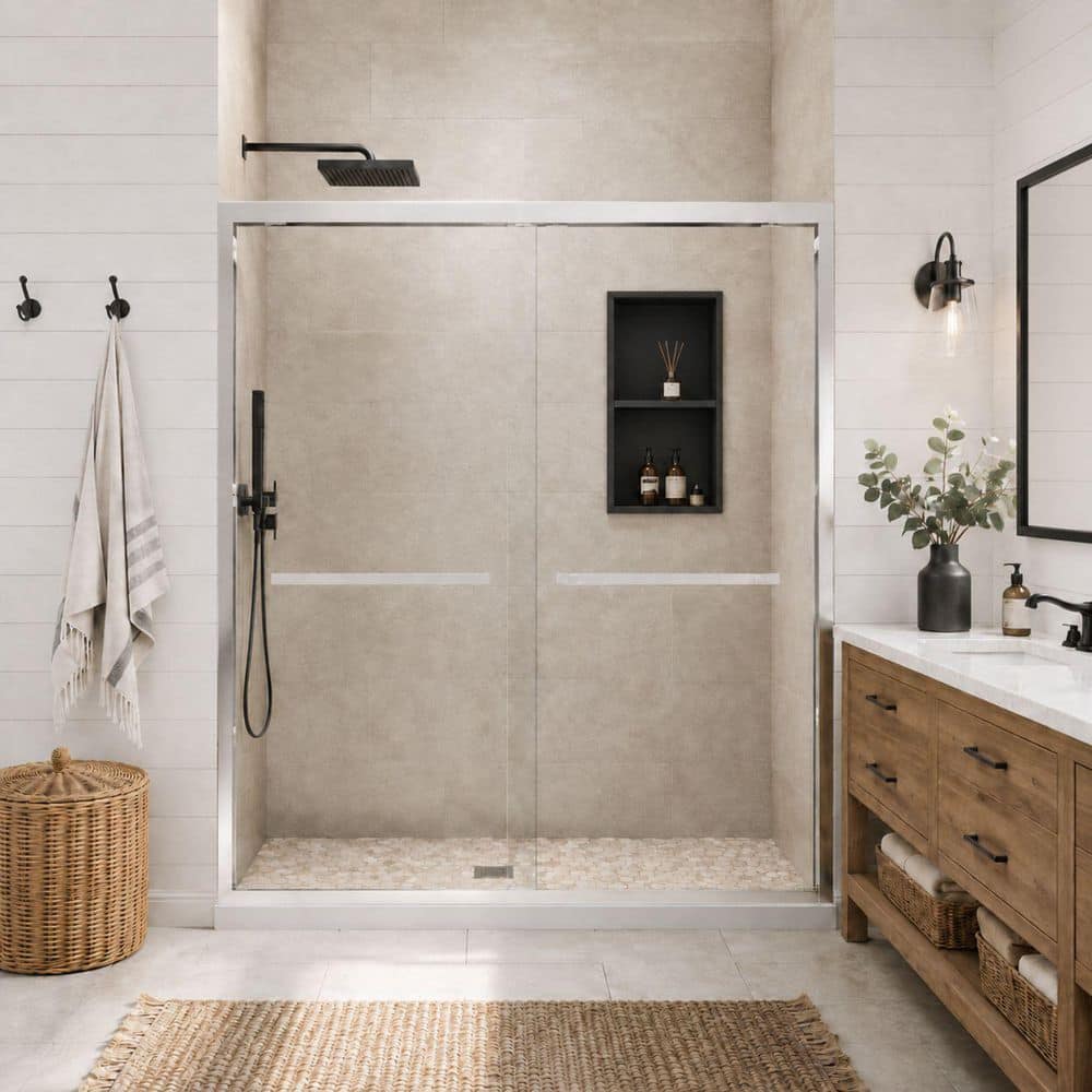 Yuaris 44 in. - 48 in. W x 72 in. H Double Sliding Framed Shower